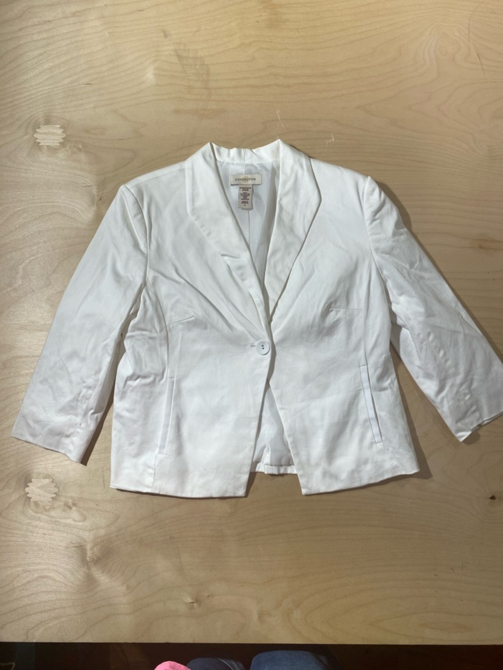 Covington White Single-Button Cotton Blazer 12 (RC)